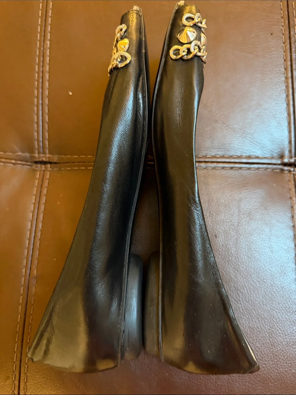 BCBG generation black peep toe flats